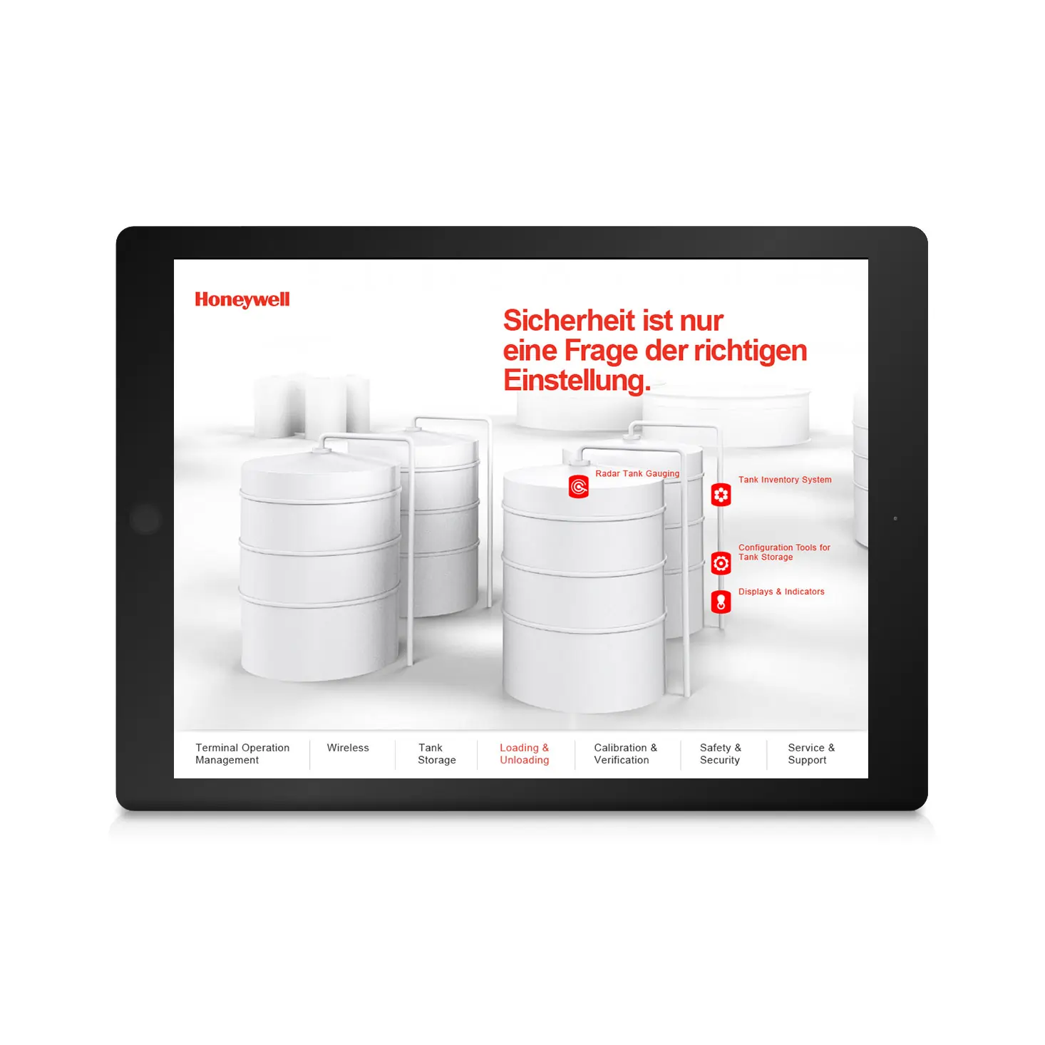 Honeywell Enraf ​​App Design on Tablet Landscape Version