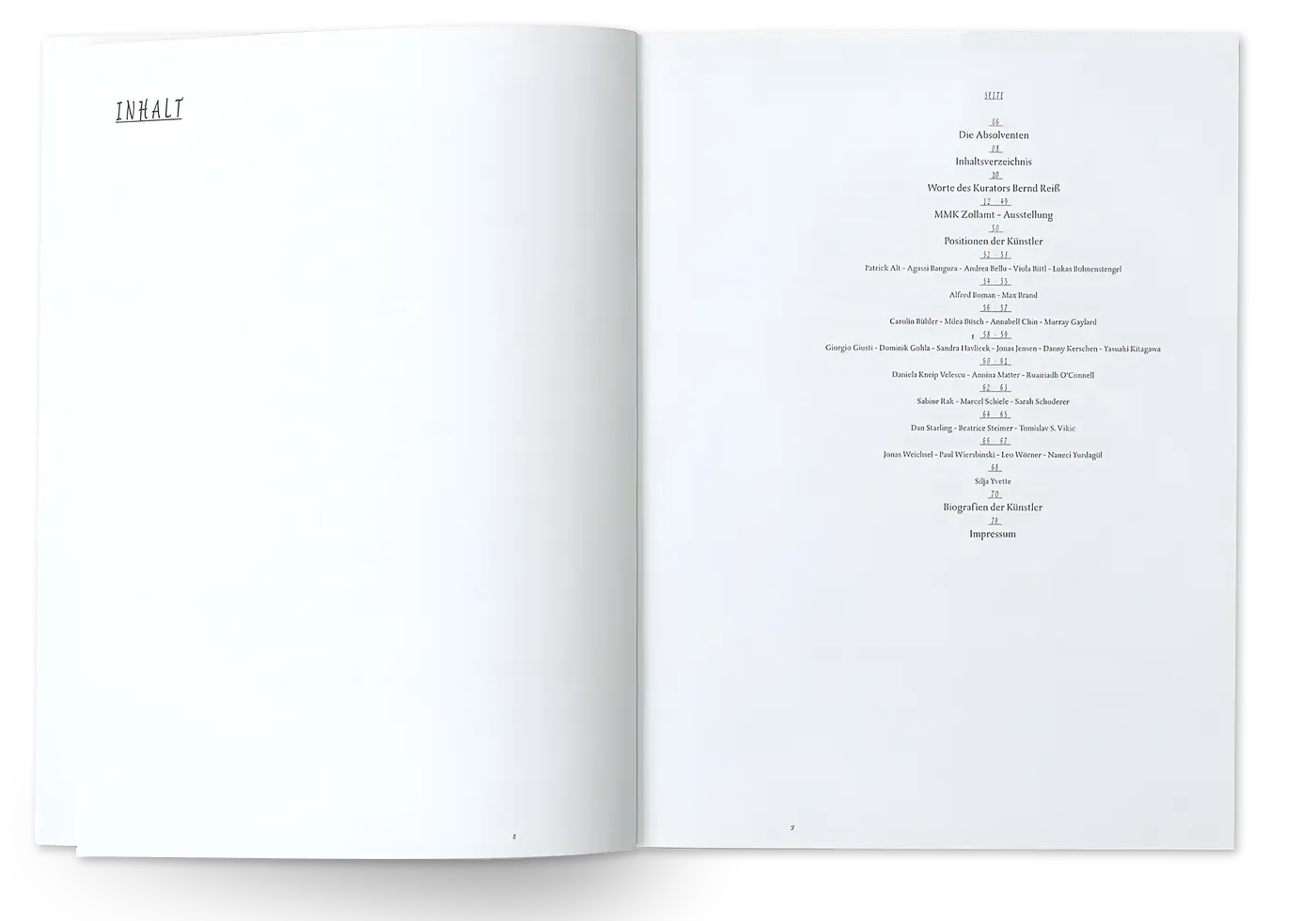 Branding Katalog Design Innenseite Städelschule im MMK Frankfurt
