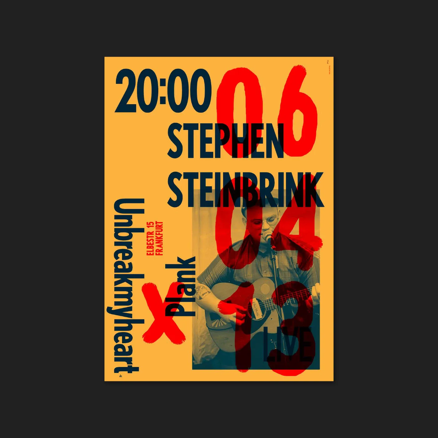 Plakat Design für die Show von Stepehen Steinbrink in der Bar Plank in Frankfurt